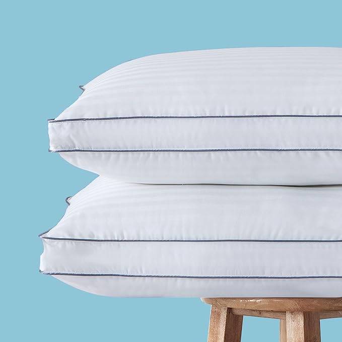 Deodar Bed Pillows for Sleeping 2 Pack Fluffy Down Alternative Hotel Pillows for Side and Back Sleepers Soft Gusseted Pillow King Size Set of 2, White, 20x36