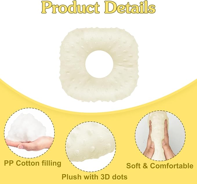 Piercing Pillow, Ear Hole Piercing Pillows, O-Shaped Side Sleeping Pillow, Ear Protector Pillow for Ear Pain, Piercing, CNH, Pain Relief Sleeping, Pressure Sore, Minky Dot(Beige Yellow)
