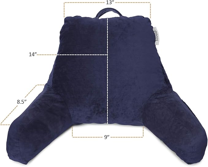 Nestl Reading Pillow for Kids, Small Bed Pillow, Back Pillow for Sitting in Bed, Memory Foam Chair Pillow, Reading & Bed Rest Pillows, Navy Blue Back Pillow for Bed, Arm Pillow with Pockets