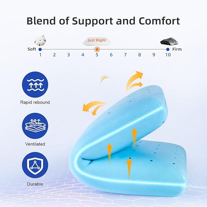 inight Pillows Queen Size Set of 2, Memory Foam Bed Pillows for Sleeping, Bed Pillow for Side Sleepers & Back Sleepers, Oeko-tex & CertiPUR-US-Queen Size (Pack of 2)