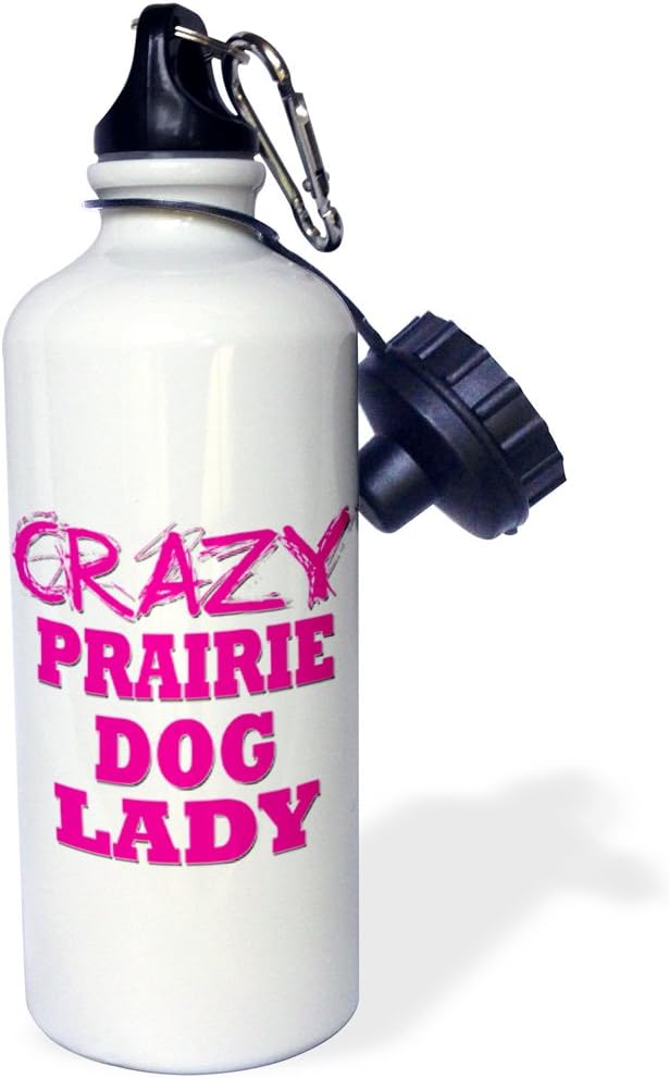 3dRose Crazy Prairie Dog Lady-Sports Water Bottle, 21oz , 21 oz, Multicolor