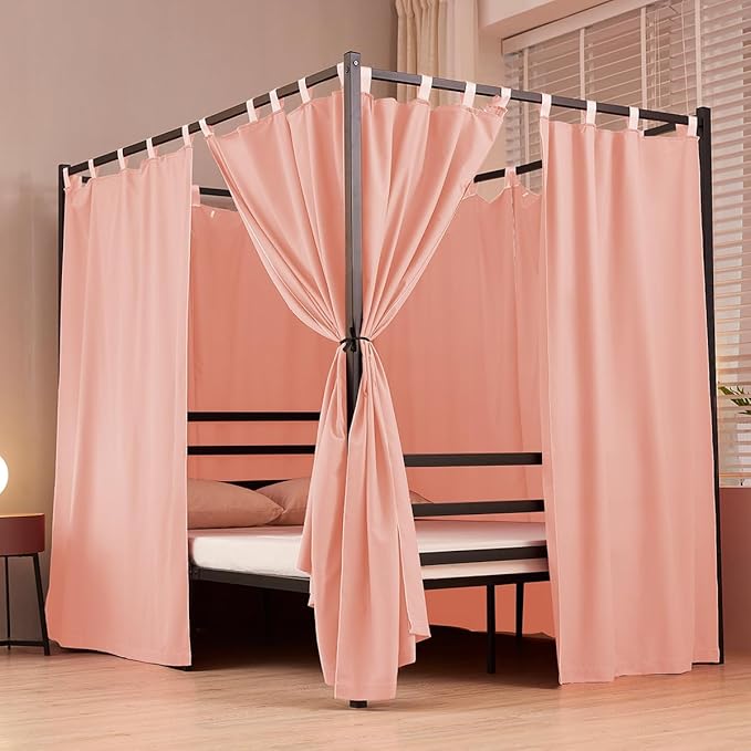 Akiky Canopy Bed Curtains 4 Corner Bed Canopies Pink Canopy Curtains Panel 8 Drapery Panel Curtain for All Bed Sizes
