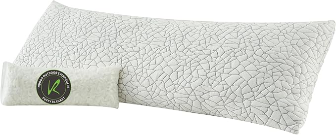Shredded Memory Foam Pillow for Sleeping, Cooling Full Body Pillows for Adults, Adjustable Soft and Firm Pillows or Side, Back, Stomach Sleepers with Washable Removable Bed Pillow Cover