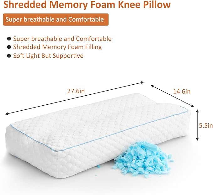 Gehannah Foam Knee Pillow for Side Sleeper, 5.5" Leg Pillow, Separates Legs for Aligns Spine, Relief Lower Back Pain, and Support for Pregnancy