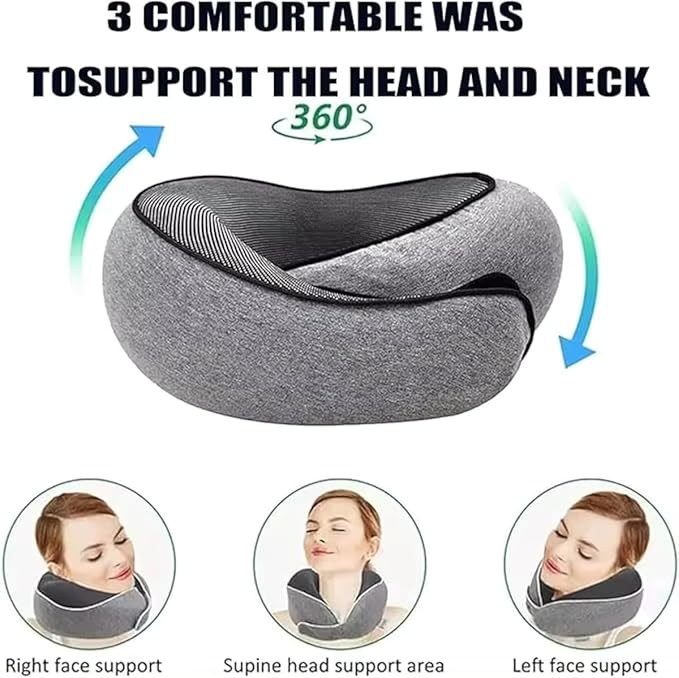 Wander Plus Travel Pillow, Travel Neck Pillow Memory Foam Travel Pillow 2024 New Travel Pillow Suitable for Travel, Airplanes, Cars and Offices (Black)