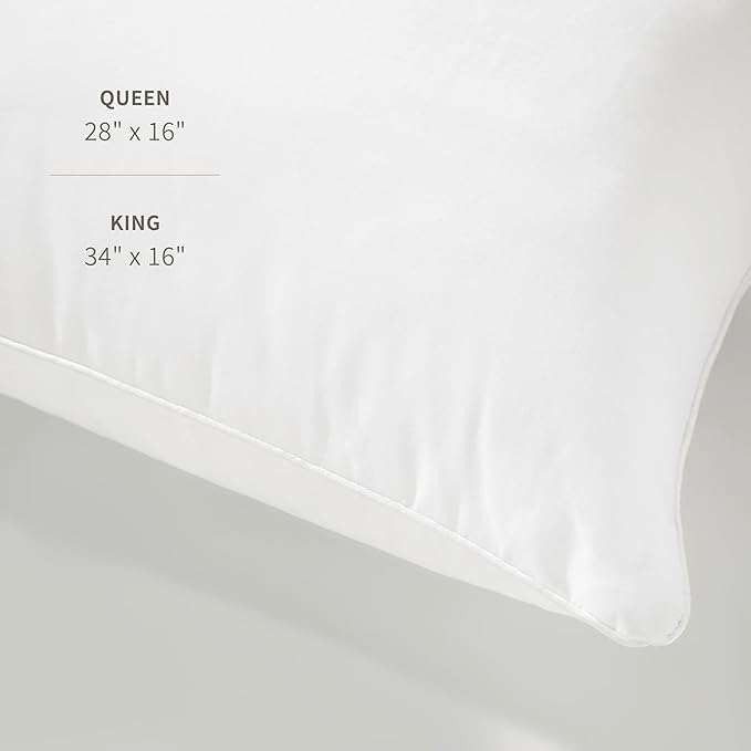 Saatva Down Alternative Pillow - Hypoallergenic Pillow with Plush & Airy Feel - Breathable Organic Cotton Cover - Lofty Microdenier Down Alternative - King (34"x16"), 1 Pack