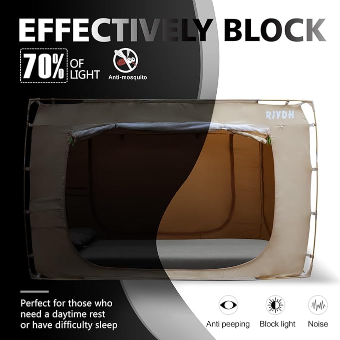 Bed Tent Bed Canopy Bunk Twin Size Tents for Adult and Kids- Portable Dream Tent Indoor Sleeping Tents 70% Blackout with 3 Doors Breathable Big Space Tents