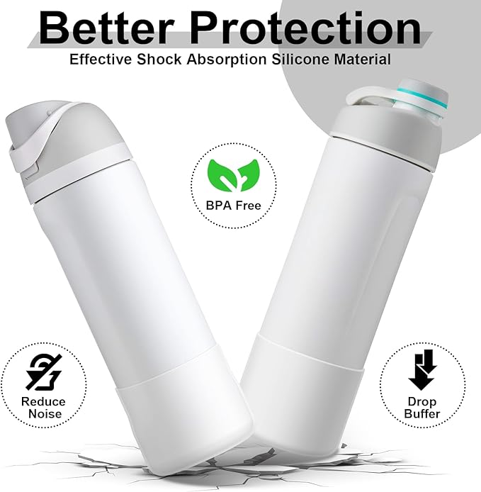 2PCS Silicone Water Bottle Boot for Owala 24oz 32oz 40oz, Anti-Slip Protective Sleeve Bottom Bumper Protector for FreeSip, Twist, and Flip Stainless Steel Water Bottles