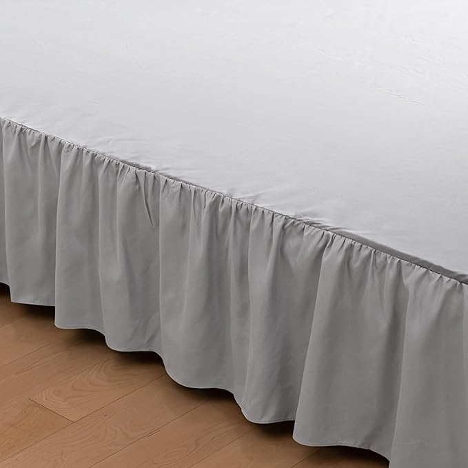 Bed Skirt King Size Ruffled Bed Skirts with Split Corners, 16 Inch Drop Dust Ruffle Bed Skirt with Platform, Light Gray, King - 16" Drop