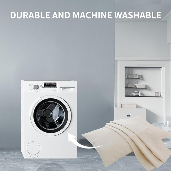 USlixury Buckwheat Pillow with Organic Pillowcase - Adjustable Buckwheat Hull Pillow, Buckwheat Pillows for Sleeping with Firm Support, Buckwheat Neck Pillow for Side Back Sleepers, 15"x19", Beige