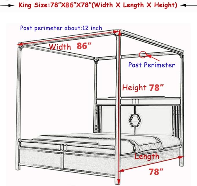 Elegant Lace Princess 4 Corner Post Mosquito Net Romantic for Girls Women Bed Curtain Canopy for Adult Wedding Bedroom Kids Rooms Decoration (Color-A, King)