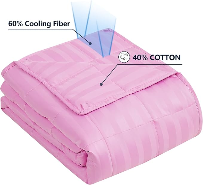 Weighted Blanket (36"x48" 5lbs) Weighted Blanket Cooling Blanket for Sleeping,Throw Size Breathable Blanket with Premium Glass Bead(Rose Pink)