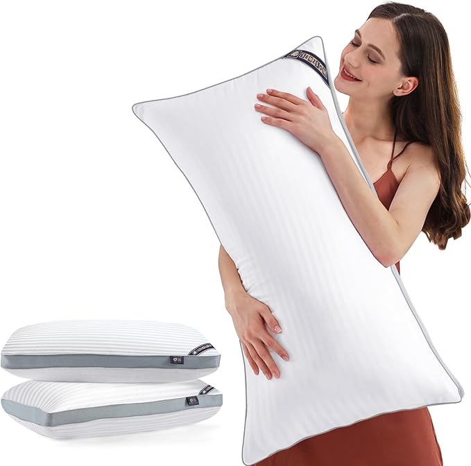 Luxury Hotel Collection Bed Pillows for Sleeping Queen Size Set of 2- Medium Firm Density for Back or Stomach Sleeper