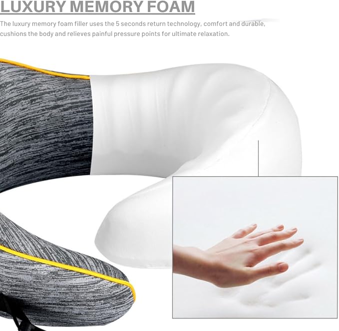 Neck Pillow for Travel | Memory Foam Travel Neck Pillows for Airplanes | Full Chin and Neck Support Pillow | Soft, Ergonomic Neck Support Best Travel Pillow with Adjustable Strap