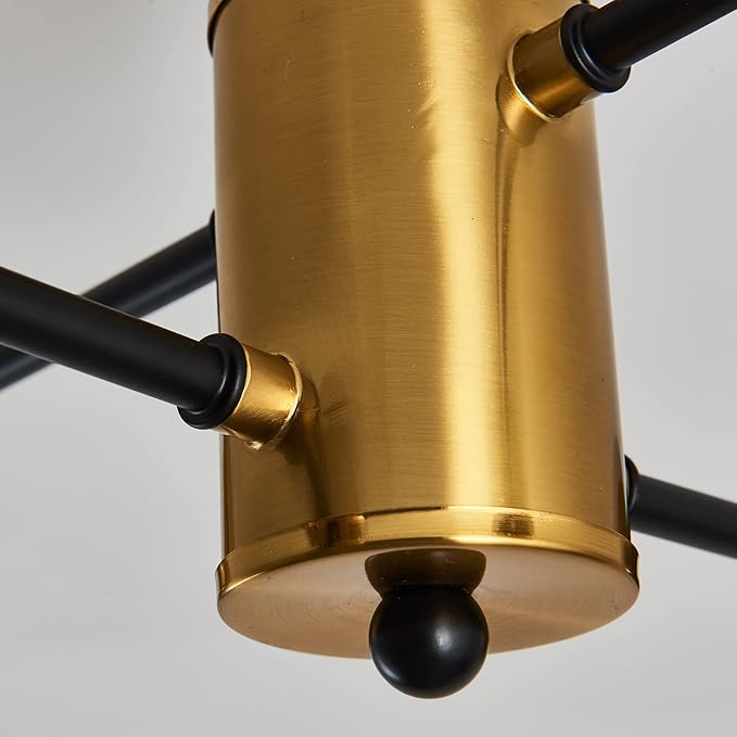 Modern Semi Flush Mount Ceiling Light Fixture, 4-Light Gold Mid Century Chandelier with Glass Globe,Ceiling Lighting for Dinning Room Farmhouse Kitchen Bedroom Living Room.