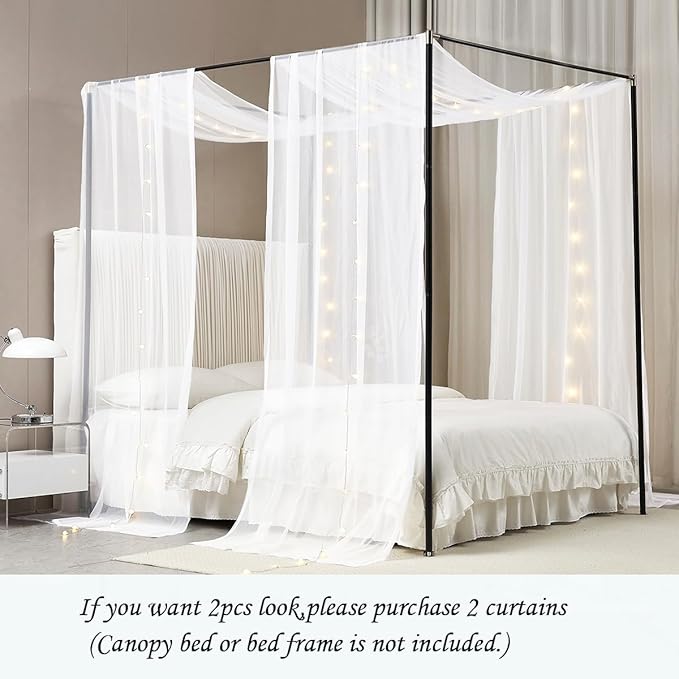 Akiky Canopy Bed Curtains White Bed Canopy Drapes Sheer Curtain Bed Scarf 1 Curtains Panel for Twin Size Bed décor