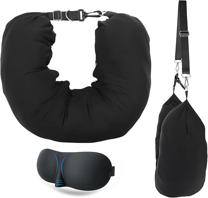 BEE&FLOWER Travel Pillow You Stuff with Clothes, Stuffable Travel Pillow with Adjustable Strap, Stuffable Neck Pillow, Washable, Portable, Ultra-Soft, and Breathable
