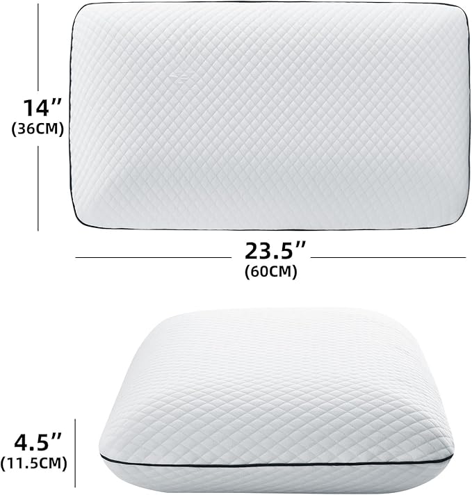 Best Soft Memory Foam Pillow, Ventilated and Breathable Cooling Pillow for Sleeping,Oeko-TEX & CertiPUR-US Double Certification,23.5x14x4.5 Inches (1 Pack)