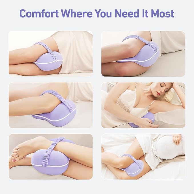 Leg & Knee Pillow for Side Sleepers - Smooth Spine Alignment Pillow - Memory Foam Knee Pillows for Back Hip Pain, Spine Aligning, Sciatica, Surgery Recovery, Pregnancy