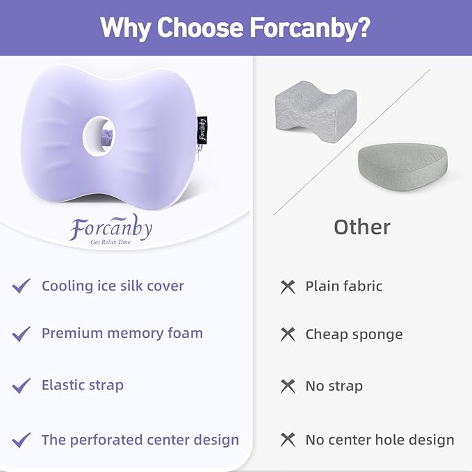 Leg & Knee Pillow for Side Sleepers - Smooth Spine Alignment Pillow - Memory Foam Knee Pillows for Back Hip Pain, Spine Aligning, Sciatica, Surgery Recovery, Pregnancy