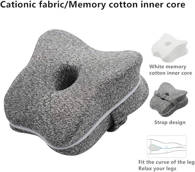 Knee & Leg Pillows | Memory Foam Support Pillow | Leg Pillows for Sleeping,Leg Pain, Knees Pain, Joints Pain & Pregnancy Bed Leg Cushion for Side Sleepers (Gray), PGZ-0426