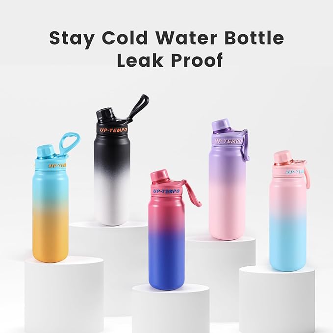 28oz Sports Water Bottle with Straw, Stainless Steel Vacuum Insulated Cooling Water Bottle, Leak Proof Metal Water Bottle, Double Insulated, Suitable for Sports, Gym and Travel (Rose & Blue)