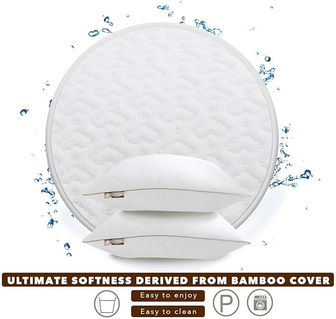 Premium 2-Pack Sleeping Pillow, Bed Pillow, Super Soft Down Alternative with Washable Covers, Microfiber Filling, Set of 2 (White, King)