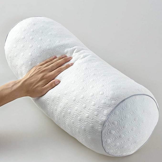 Kingnex Adjustable Roll Bolster Pillow, Under Knees for Sleeping on Back, Between Legs for Side Sleepers Shredded Cool Gel Infused Memory Foam Insert with Removable Bamboo Viscose Cover 20x8