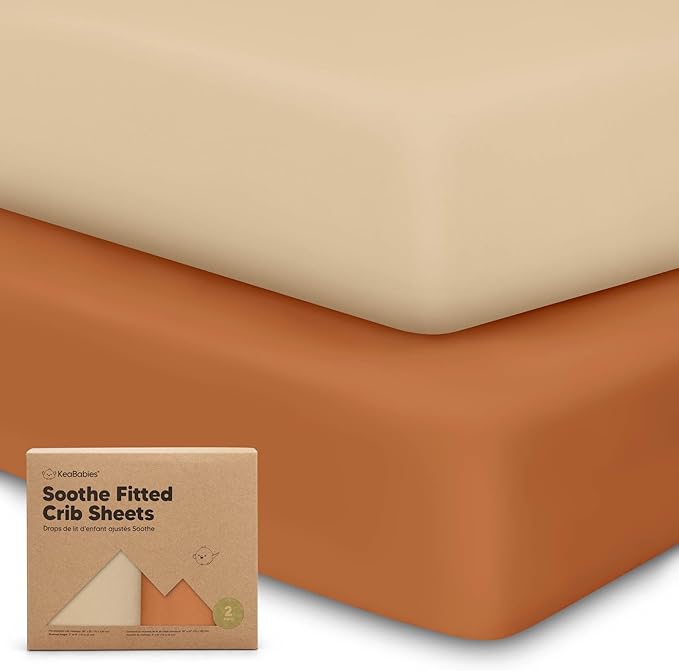 2-Pack Organic Crib Sheets for Boys, Girls - Jersey Fitted Crib Sheet, Baby Crib Sheets Neutral, Crib Mattress Sheet, Cotton Crib Sheets, Breathable Crib Sheet, Baby Mattress Sheets (Rust)