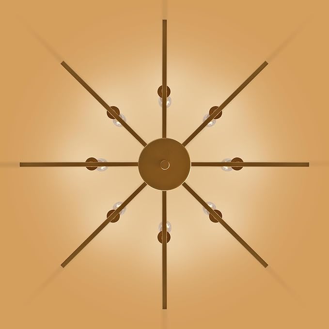 8-Light Modern Farmhouse Gold Geometric Chandelier, Large Industrial Metal Kitchen Light Fixtures, Rustic Cage Hanging Lights for Dining Room Entryway Foyer Living Room Stairway