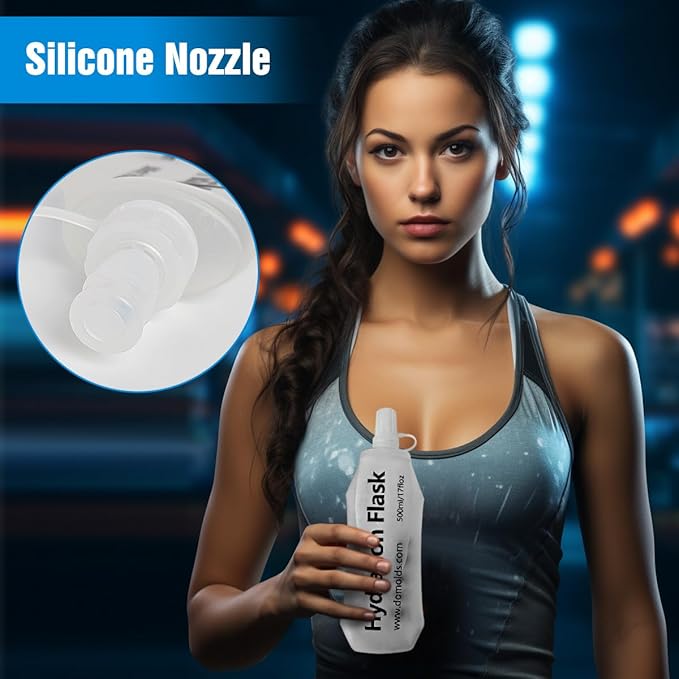 250ML Soft Flask, Running Water Bottle Foldable TPU Hydration Flask for Running Hydration Pack Cycling Hiking Marathon, Clear