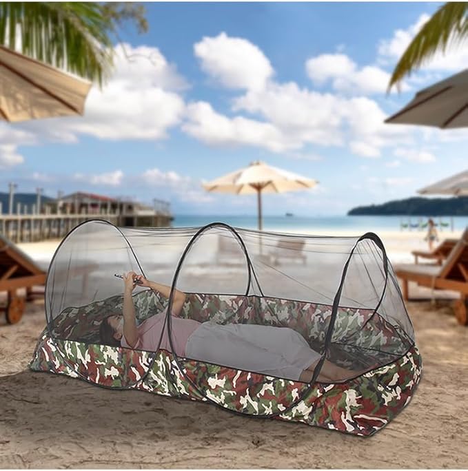 Akiky Mosquito Net Pop Up Bed Net Tent with Camouflage Bottom Portable&Foldable Bed Canopy for Bunk Bed Twin Sleeping Tent for Indoor Outdoor