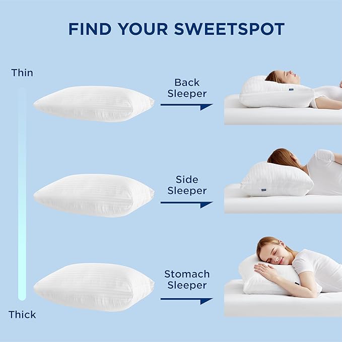 Bedsure Fluffy Adjustable Layer Standard Pillow - Soft Pillows Standard Size Set of 2 with 100% Cotton Cover, Luxury Bed Pillows for Sleeping, Firm Pillows for Side, Back, Stomach Sleepers