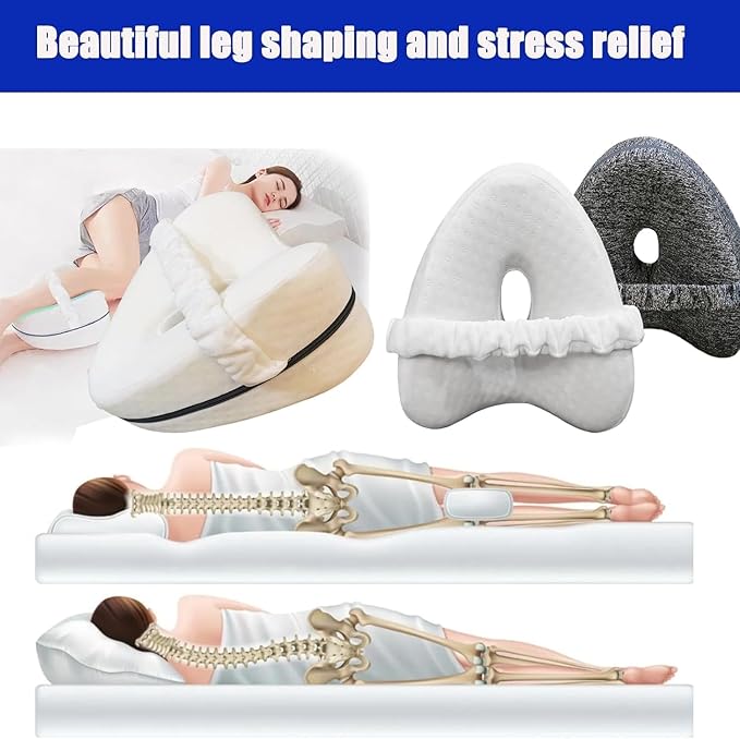 Spine Alignment Pillow - Relieve Hip Pain & Sciatica, Leg Alignment Pillow with Strap, Leg Positioner Pillows, Stand Up Pillow for Knee and Back Pain Relief, Back Support Pillow with Carry Bag