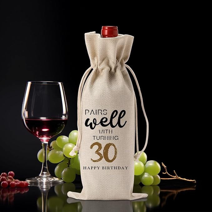 30th Birthday Gifts Women Men, Best Gifts for 30 Year Old Man Mom Dad Friends Wine Gift Bag, Wine Accessories Gifts Anniversary 30th Birthday Decorations Wine Bag Wine Bags for Wine Bottles Gifts