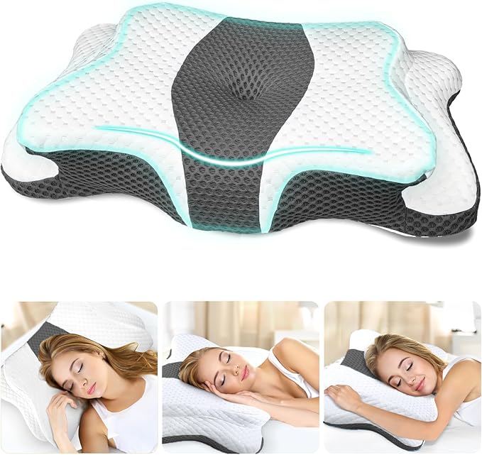 Pain Relief Cervical Pillow for Neck and Shoulder Support,Hollow Design Cervical Memory Foam Pillows, Orthopedic Ergonomic Neck Pillow,Contour Bed Pillow for Side,Back,Stomach Sleeper…