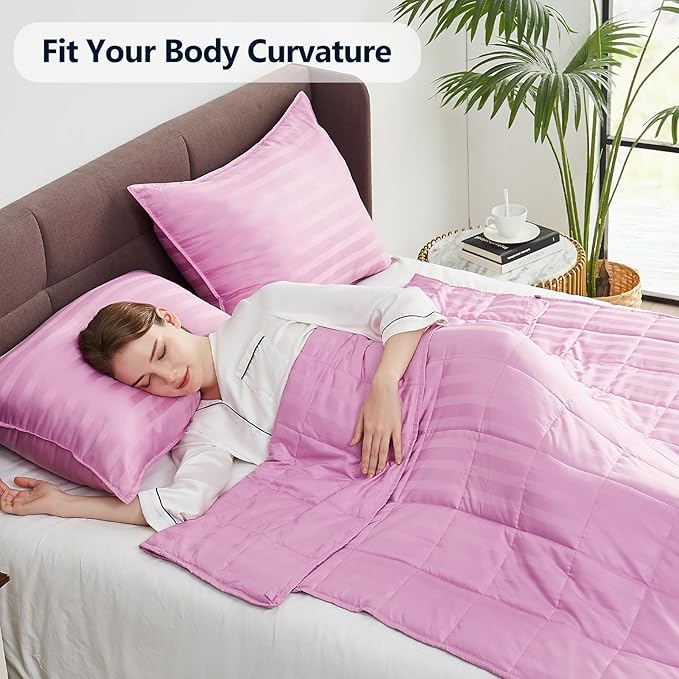 Weighted Blanket (36"x48" 5lbs) Weighted Blanket Cooling Blanket for Sleeping,Throw Size Breathable Blanket with Premium Glass Bead(Rose Pink)