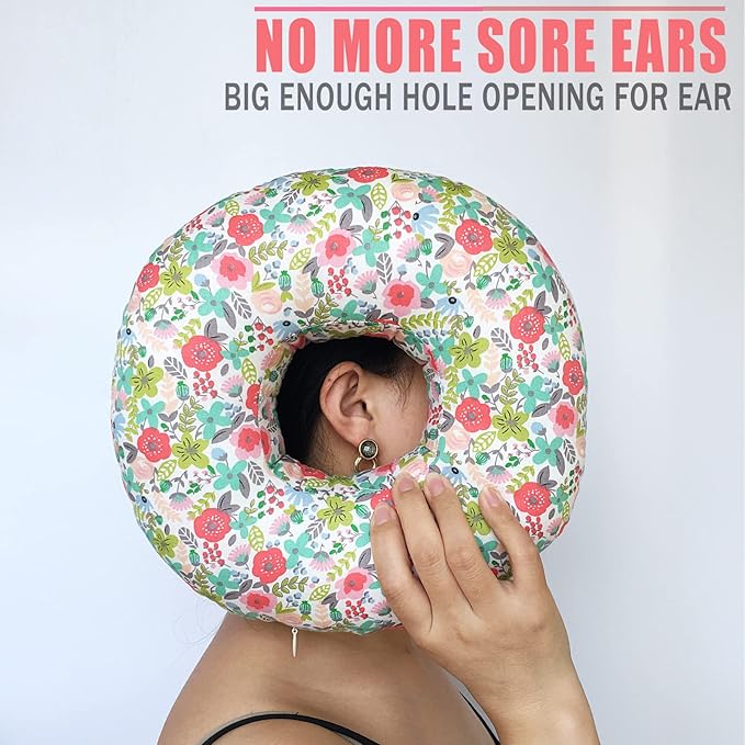 Ear Hole Piercing Pillows for Ear Pain Side Sleeping CNH Pillow Pressure Sore Pain Relief Ear Guard Lifesaver Tinnitus Support Neck Head, Camellia