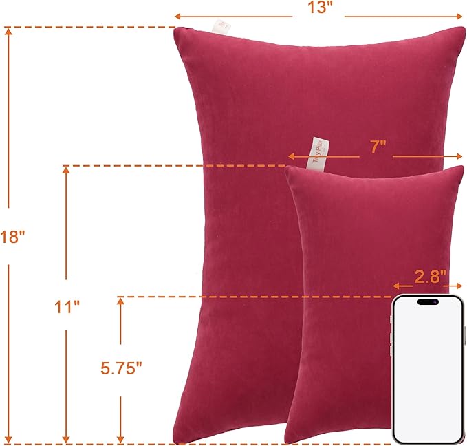 NTBAY Tiny Pillows, Down Alternative 7"x11" Microfiber Mini Pillows for Travel, Pets, Soft Machine Washable Small Pillows for Neck, Wrist, Lumbar and Knee, Red