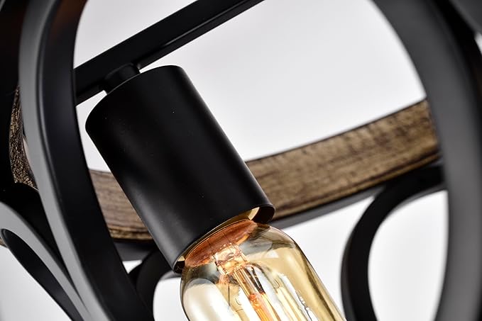 Catrin Wood Grain Ceiling Fan 21-Inch 4-Light Open Metal Drum Shade (Includes Remote)