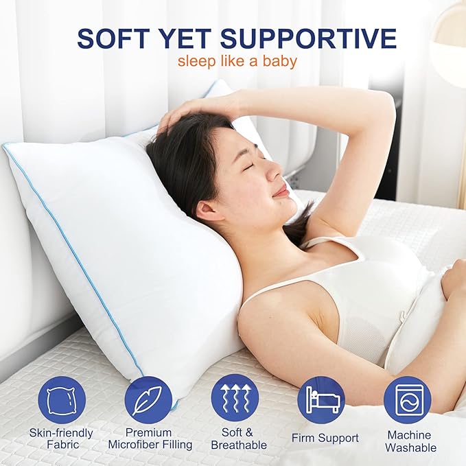 Bed Pillows for Sleeping - Pillows King Size Set of 2 Cooling Luxury Hotel Quality Pillow with Premium Plush Soft Down Alternative Fill for Side Back or Stomach Sleepers (King(Pack of 2))