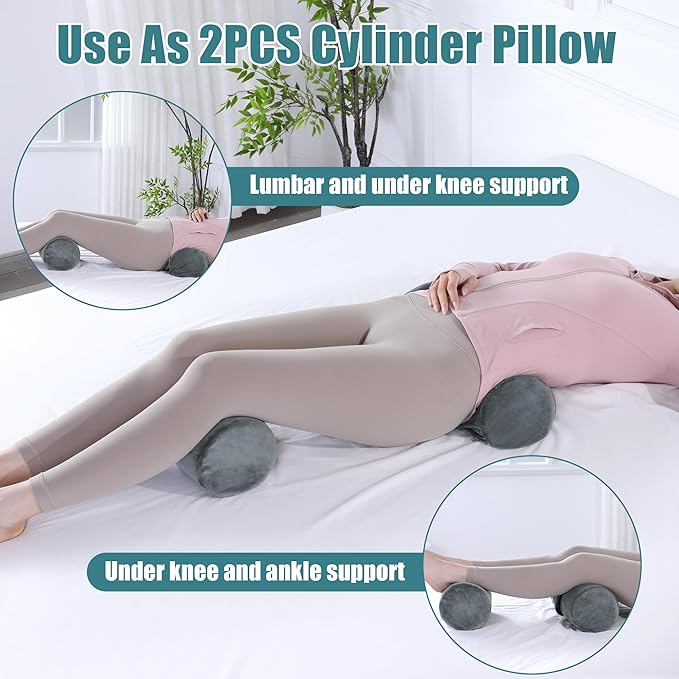 HOMBYS Memory Foam Sleep Position Training Pillow, Body Bolster Supportive Trainer Pillow for Back Sleeper Side Sleeper, Adjustable Body Pillow - Grey