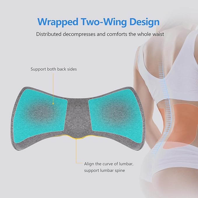 Cozyhealth Lumbar Support Pillow for Sleeping Memory Foam Back Lumbar Support Cushion for Lower Back Pain Relief, Back Support Bed Pillow Waist Support Back Sleepers (Dark Grey)