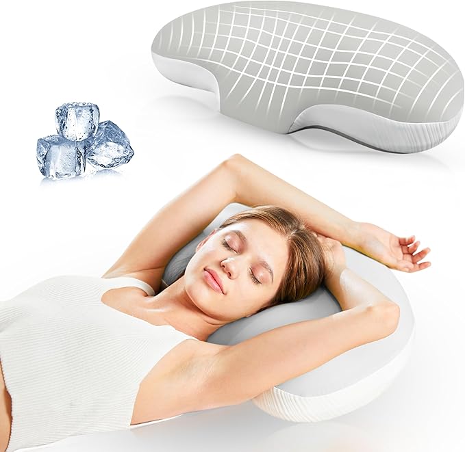Ergonomic Memory Foam Cervical Pillow for Neck and Shoulder Pain Relief, Contour Design for Side and Back Sleepers, Orthopedic Bed Pillow with Breathable Cover, Odor-Free(Gray)