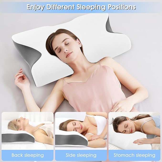 Cervical Neck Pillow for Pain Relief: Ergonomic Orthopedic Contour Pillow - Memory Foam Pillows (Rectangular)