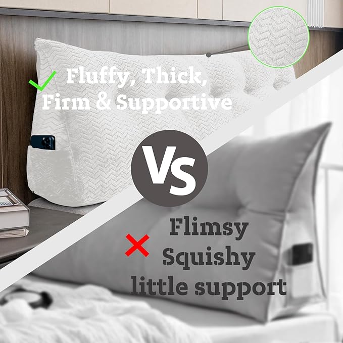 Large Bolster Triangular Headboard Wedge Backrest Positioning Support Bed Rest Reading Pillows Headboard Wedge Pillows for Day Bed Bunk Bed with Removable Cover