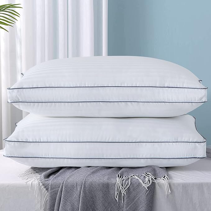 Deodar Bed Pillows for Sleeping 2 Pack Fluffy Down Alternative Hotel Pillows for Side and Back Sleepers Soft Gusseted Pillow King Size Set of 2, White, 20x36