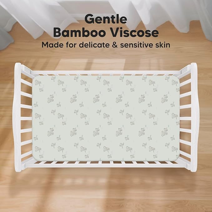 2-Pack Crib Sheets for Boys,Girls - Viscose Derived from Bamboo Fitted Crib Sheet, Organic Baby Crib Sheets, Crib Mattress Sheet,Toddler Bed Sheets,Baby Sheets for Crib Fitted Sheets(Elly)