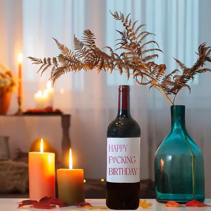 24 Pcs Birthday Wine Labels, Birthday Gifts for Women Her Him, Birthday Wine Bottle Stickers, Happy Birthday Party Decorations Gifts for Women Her Him, Happy Birthday Wine Bottle Labels