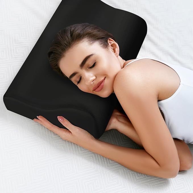 HOMBYS Satin Pillow Case for Contoured Support Pillow (DO NOT Include Pillow) -Zippered Pillow Cover for Neck Pillow for Cervical 1 Pack-Silky, Smooth and Breathable, Standard